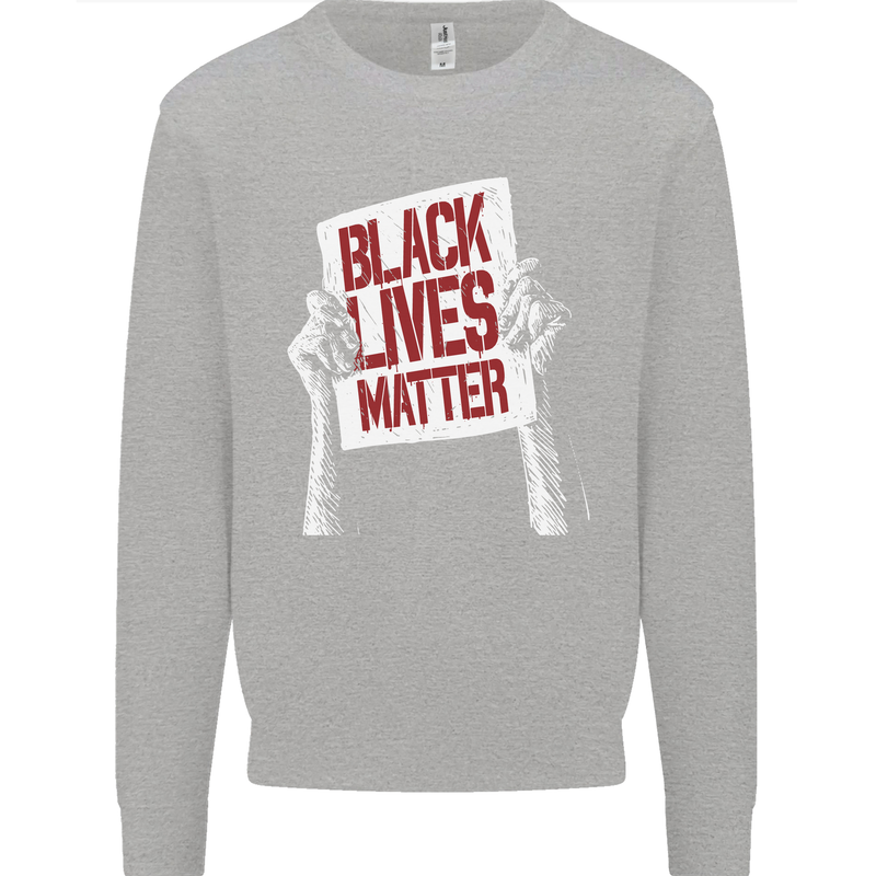Black Lives Matter Racial Equality Sign Mens Sweatshirt Jumper Sports Grey