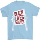 Black Lives Matter Racial Equality Sign Mens T-Shirt 100% Cotton Light Blue