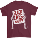 Black Lives Matter Racial Equality Sign Mens T-Shirt 100% Cotton Maroon
