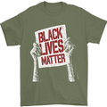 Black Lives Matter Racial Equality Sign Mens T-Shirt 100% Cotton Military Green