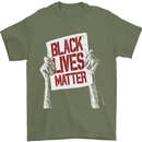 Black Lives Matter Racial Equality Sign Mens T-Shirt 100% Cotton Military Green