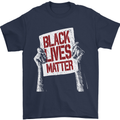 Black Lives Matter Racial Equality Sign Mens T-Shirt 100% Cotton Navy Blue