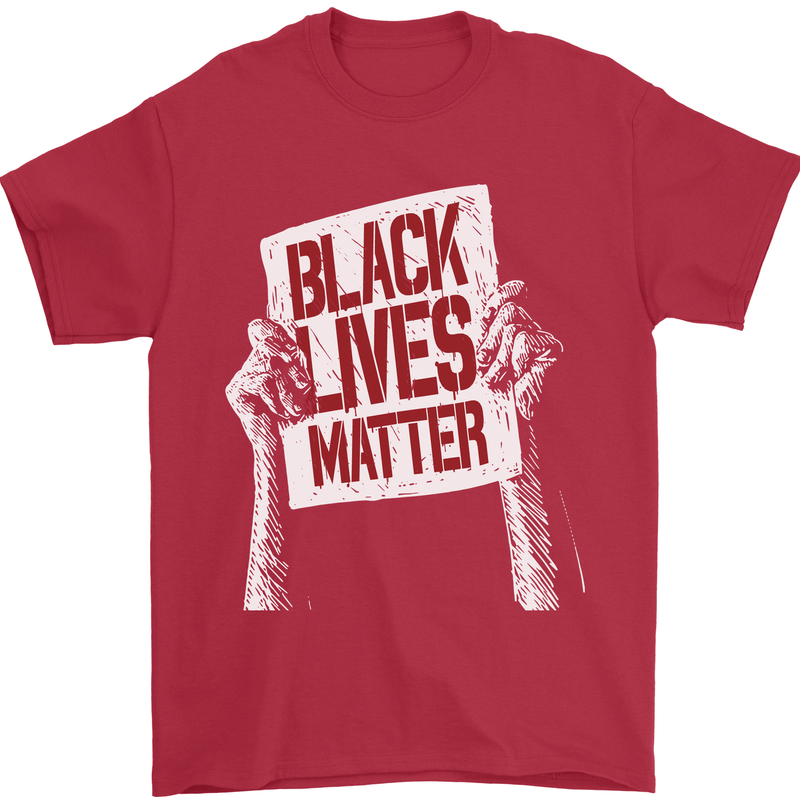Black Lives Matter Racial Equality Sign Mens T-Shirt 100% Cotton Red