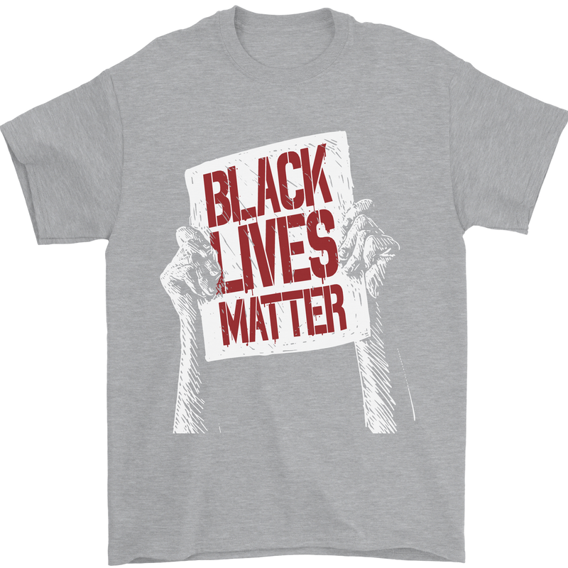 Black Lives Matter Racial Equality Sign Mens T-Shirt 100% Cotton Sports Grey