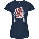 Black Lives Matter Racial Equality Sign Womens Petite Cut T-Shirt Navy Blue