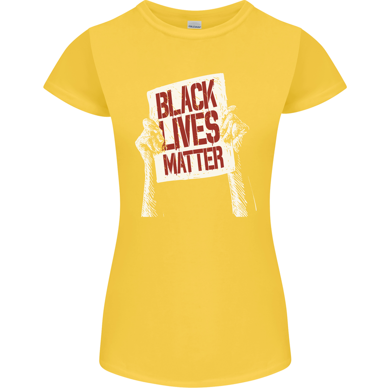Black Lives Matter Racial Equality Sign Womens Petite Cut T-Shirt Yellow