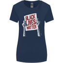 Black Lives Matter Racial Equality Sign Womens Wider Cut T-Shirt Navy Blue