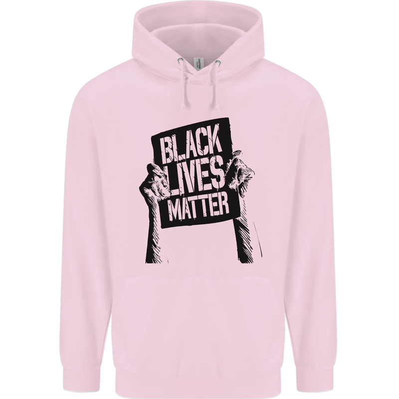 Black Lives Matter Sign Racial Equality Childrens Kids Hoodie Light Pink
