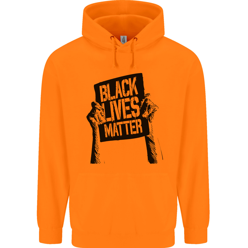Black Lives Matter Sign Racial Equality Childrens Kids Hoodie Orange