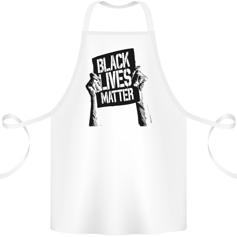 Black Lives Matter Sign Racial Equality Cotton Apron 100% Organic White