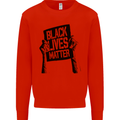 Black Lives Matter Sign Racial Equality Kids Sweatshirt Jumper Bright Red