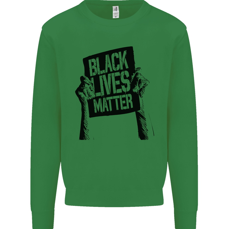 Black Lives Matter Sign Racial Equality Kids Sweatshirt Jumper Irish Green