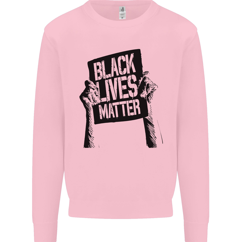 Black Lives Matter Sign Racial Equality Kids Sweatshirt Jumper Light Pink
