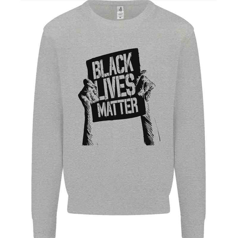 Black Lives Matter Sign Racial Equality Kids Sweatshirt Jumper Sports Grey