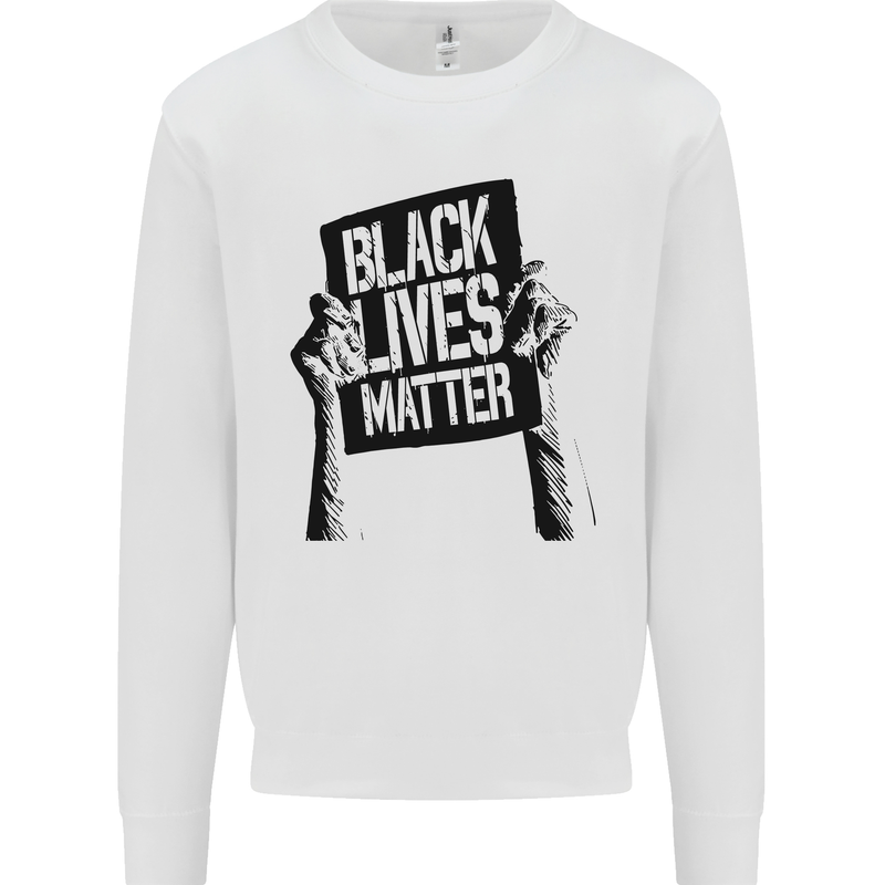 Black Lives Matter Sign Racial Equality Kids Sweatshirt Jumper White