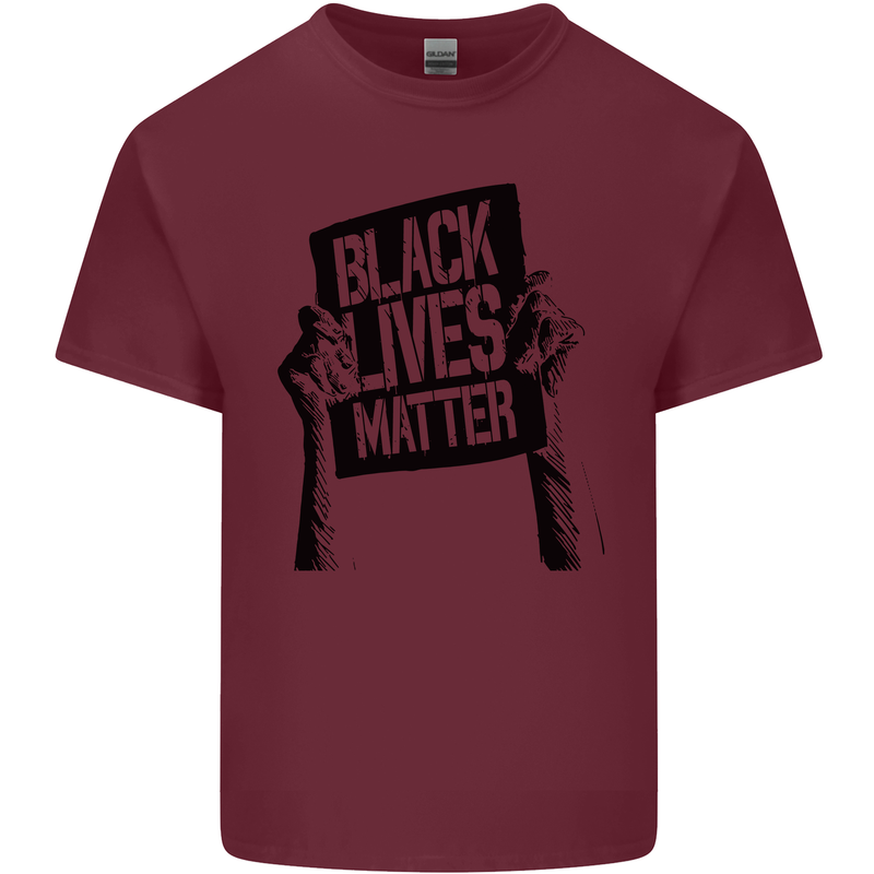 Black Lives Matter Sign Racial Equality Mens Cotton T-Shirt Tee Top Maroon
