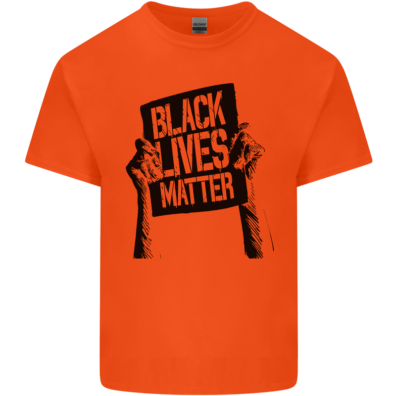 Black Lives Matter Sign Racial Equality Mens Cotton T-Shirt Tee Top Orange