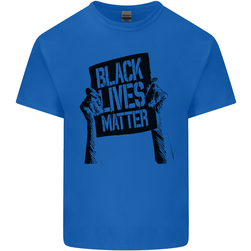 Black Lives Matter Sign Racial Equality Mens Cotton T-Shirt Tee Top Royal Blue