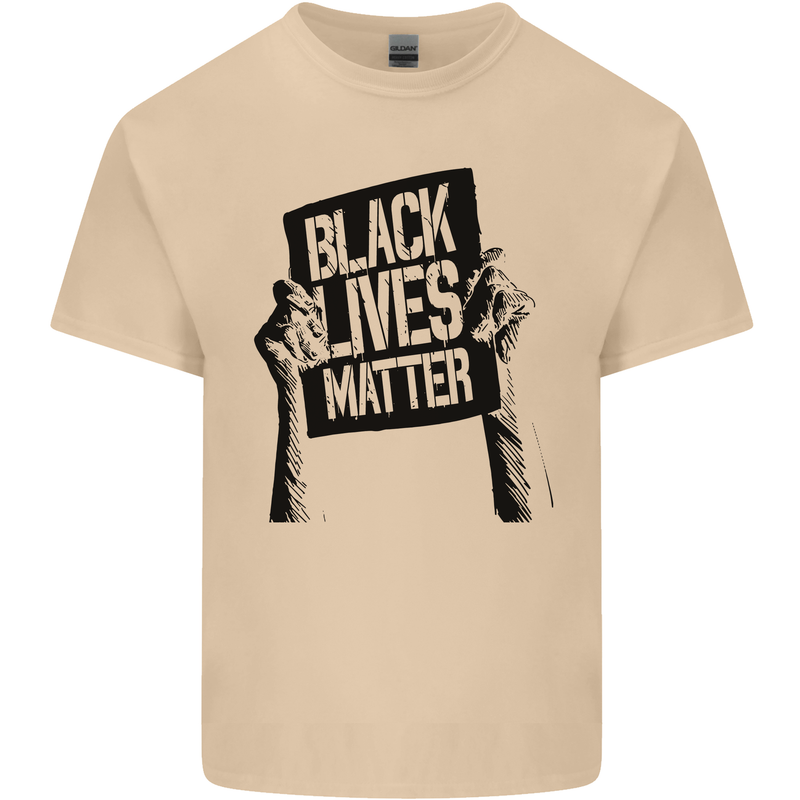 Black Lives Matter Sign Racial Equality Mens Cotton T-Shirt Tee Top Sand