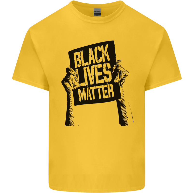 Black Lives Matter Sign Racial Equality Mens Cotton T-Shirt Tee Top Yellow