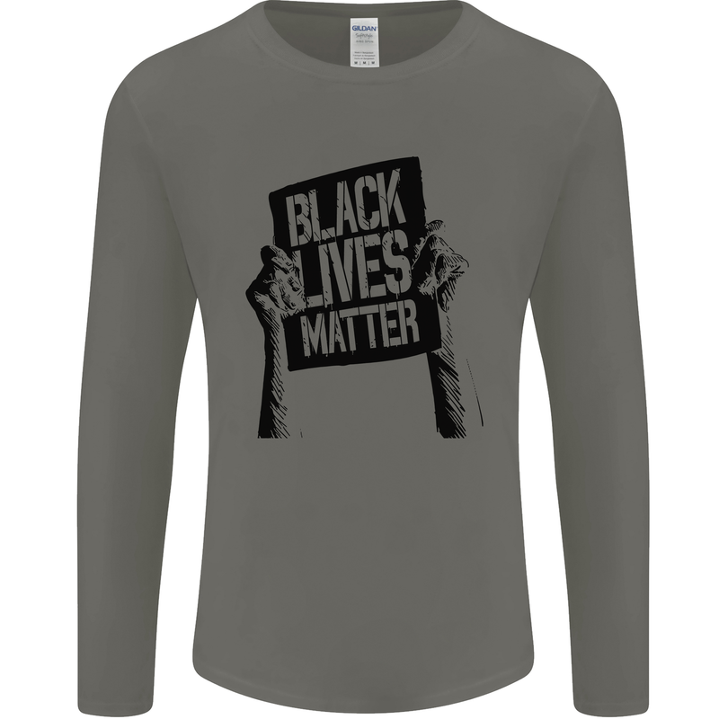 Black Lives Matter Sign Racial Equality Mens Long Sleeve T-Shirt Charcoal