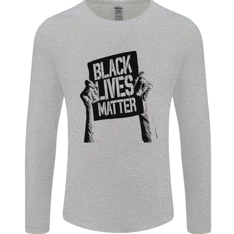 Black Lives Matter Sign Racial Equality Mens Long Sleeve T-Shirt Sports Grey