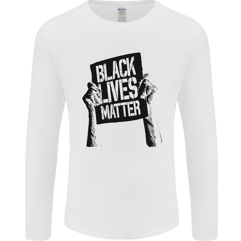 Black Lives Matter Sign Racial Equality Mens Long Sleeve T-Shirt White