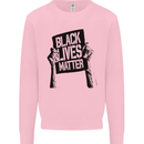 Black Lives Matter Sign Racial Equality Mens Sweatshirt Jumper Light Pink