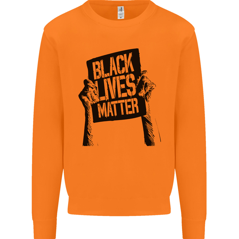 Black Lives Matter Sign Racial Equality Mens Sweatshirt Jumper Orange