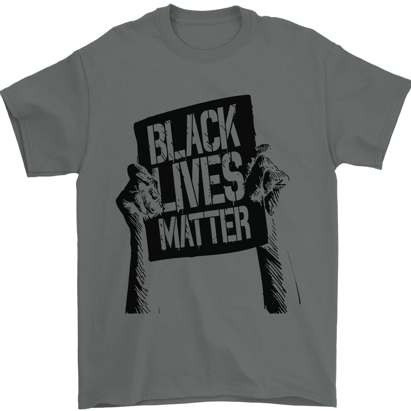 Black Lives Matter Sign Racial Equality Mens T-Shirt 100% Cotton Charcoal