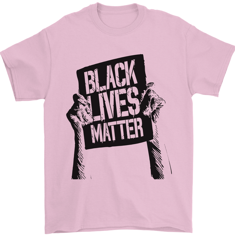 Black Lives Matter Sign Racial Equality Mens T-Shirt 100% Cotton Light Pink