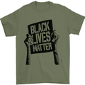 Black Lives Matter Sign Racial Equality Mens T-Shirt 100% Cotton Military Green
