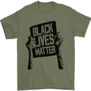 Black Lives Matter Sign Racial Equality Mens T-Shirt 100% Cotton Military Green