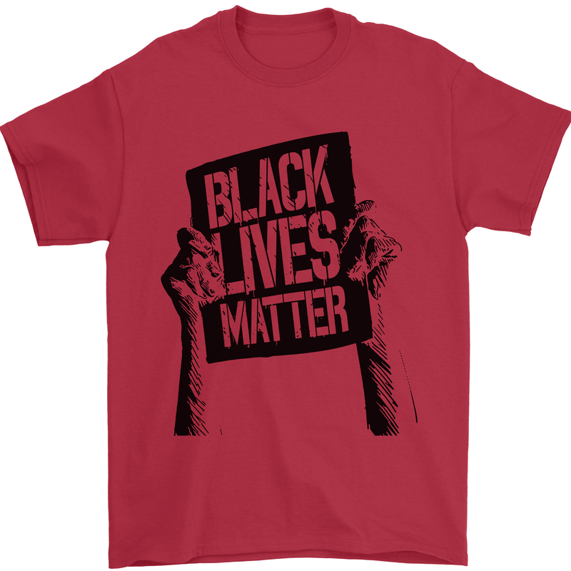 Black Lives Matter Sign Racial Equality Mens T-Shirt 100% Cotton Red