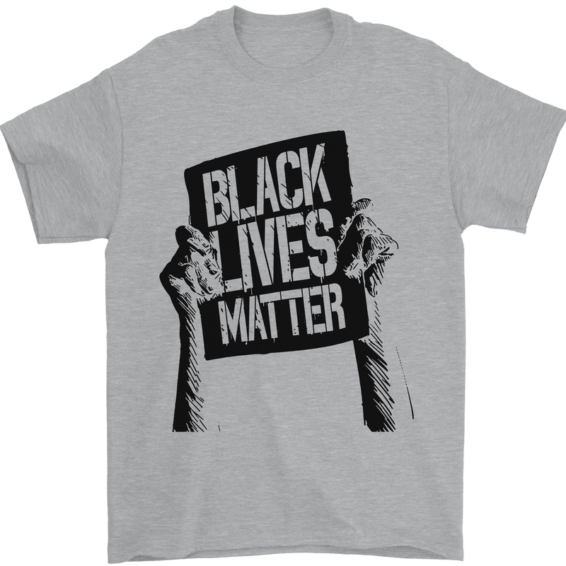Black Lives Matter Sign Racial Equality Mens T-Shirt 100% Cotton Sports Grey