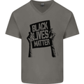 Black Lives Matter Sign Racial Equality Mens V-Neck Cotton T-Shirt Charcoal