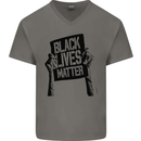 Black Lives Matter Sign Racial Equality Mens V-Neck Cotton T-Shirt Charcoal