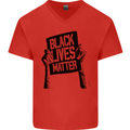 Black Lives Matter Sign Racial Equality Mens V-Neck Cotton T-Shirt Red