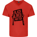Black Lives Matter Sign Racial Equality Mens V-Neck Cotton T-Shirt Red