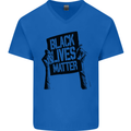 Black Lives Matter Sign Racial Equality Mens V-Neck Cotton T-Shirt Royal Blue