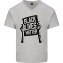 Black Lives Matter Sign Racial Equality Mens V-Neck Cotton T-Shirt Sports Grey