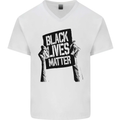 Black Lives Matter Sign Racial Equality Mens V-Neck Cotton T-Shirt White