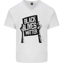 Black Lives Matter Sign Racial Equality Mens V-Neck Cotton T-Shirt White