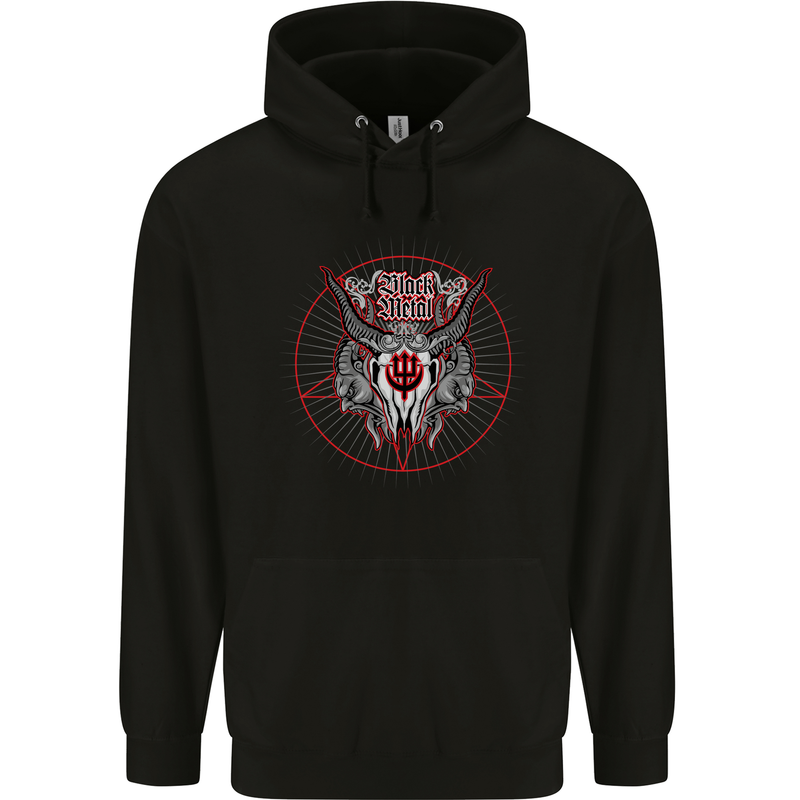 Black Metal Demonic Skull Heavy Metal Mens 80% Cotton Hoodie Black