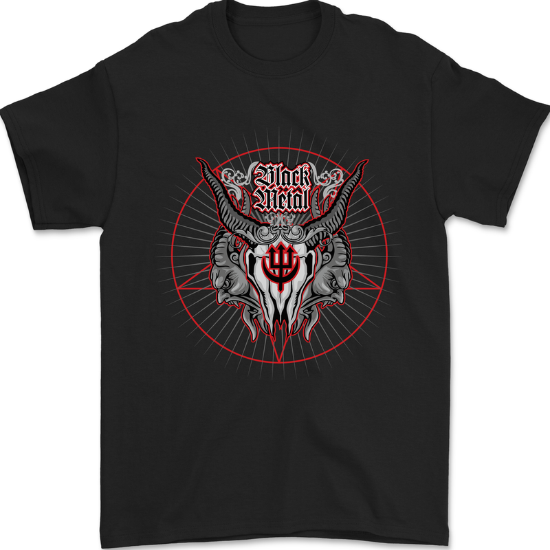Black Metal Demonic Skull Heavy Metal Mens T-Shirt 100% Cotton Black