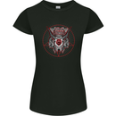 Black Metal Demonic Skull Heavy Metal Womens Petite Cut T-Shirt Black