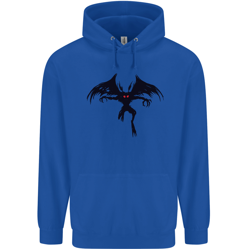 Black Mothman Mens 80% Cotton Hoodie Royal Blue