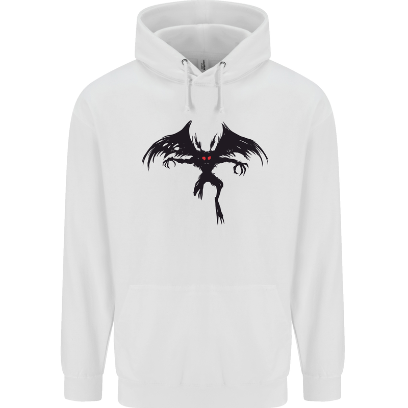 Black Mothman Mens 80% Cotton Hoodie White