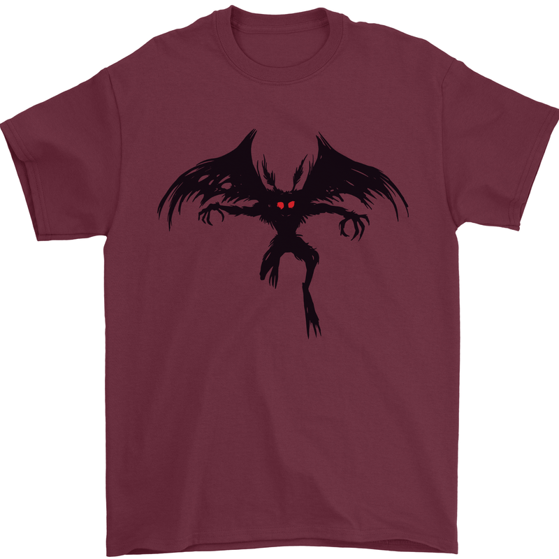 Black Mothman Mens T-Shirt 100% Cotton Maroon