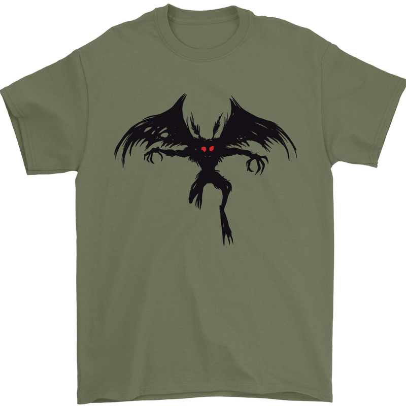 Black Mothman Mens T-Shirt 100% Cotton Military Green